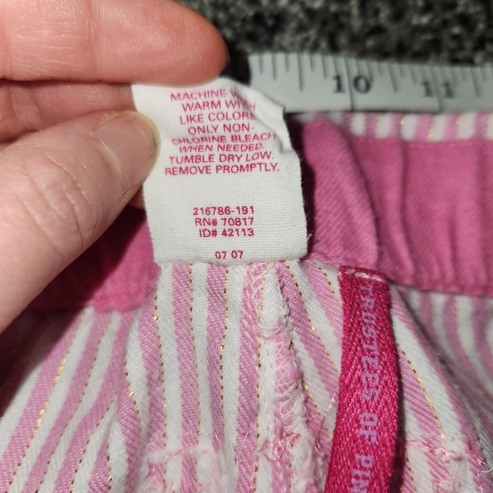 Y2k Vtg Victoria's Secret PINK Ski Bunnies Stripe Pajama Pants Pink Gold Women L - Picture 9 of 13